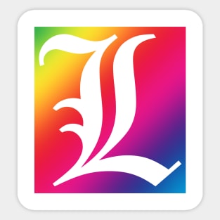 Rainbow White Letter L Sticker